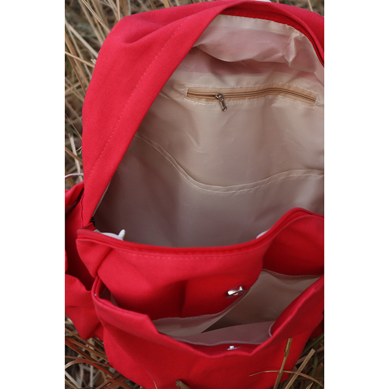 Picture of Vintage Style Backpack Simple Large Capacity Backpack - Red