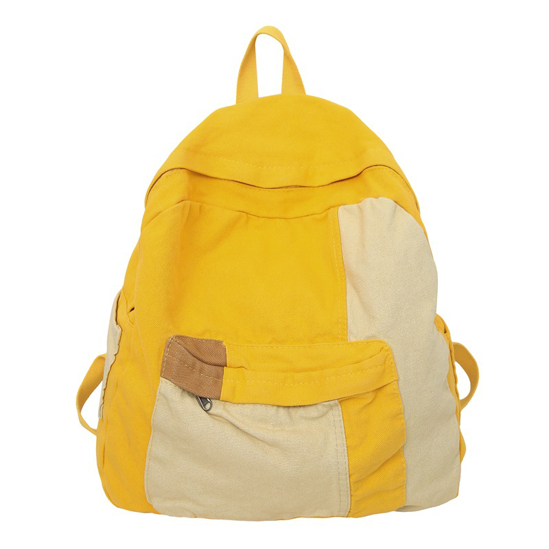 Picture of Casual Contrast Color Canvas Backpack Yellow
