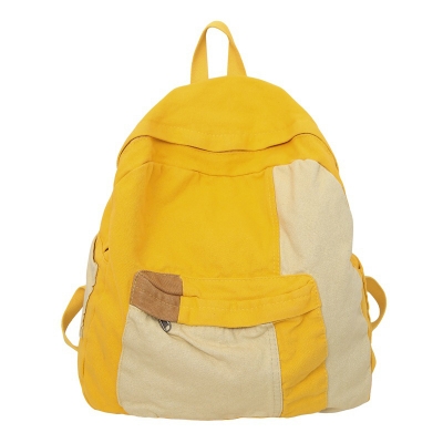 Picture of Casual Contrast Color Canvas Backpack Yellow