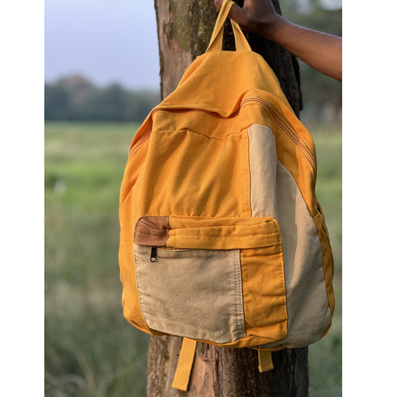Picture of Casual Contrast Color Canvas Backpack Yellow
