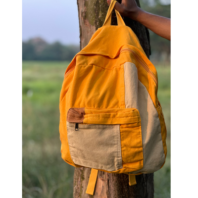 Picture of Casual Contrast Color Canvas Backpack Yellow