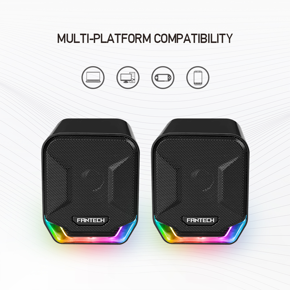 Picture of FANTECH SONAR GS202 RGB LED Speaker 3.5MM PLUG and USB PLUG Gaming Speaker for Game Player Portable Speaker for PC Laptop