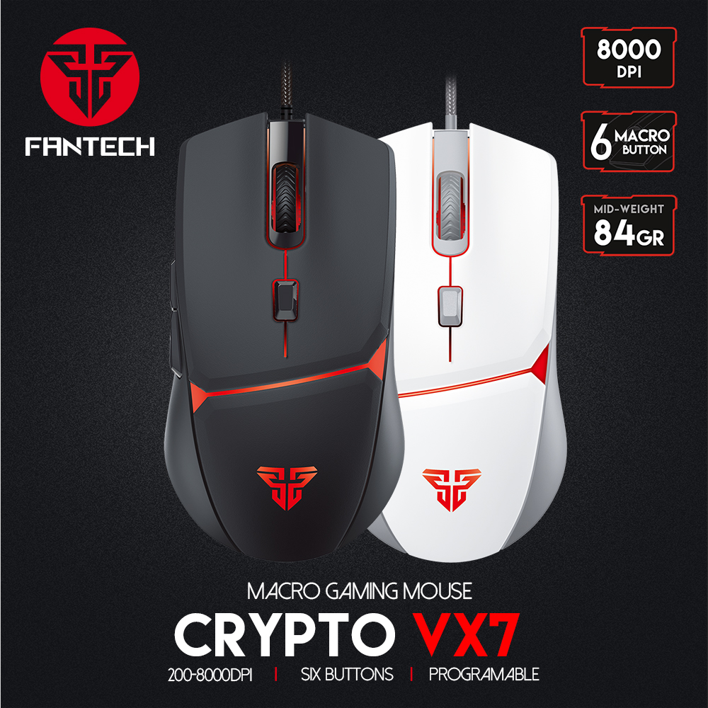 Picture of FANTECH CRYPTO VX7 Gaming Mouse 7000DPI and 6 Buttons Macro Huano 10M Switch Game RGB Wired Mouse For Laptop PC Gamer Mice