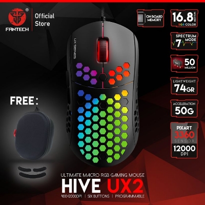 Picture of Fantech Hive UX2 6 Buttons 7 Mode USB RGB Gaming Mouse Black