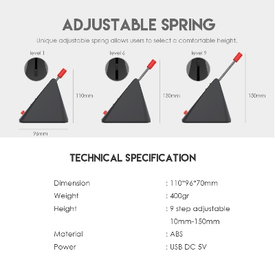 Picture of FANTECH MB01 PRISMA Mouse Bungee Cable Management Device Height Adjustable 9 Steps Material ABS Non Slip Rubber Base Black