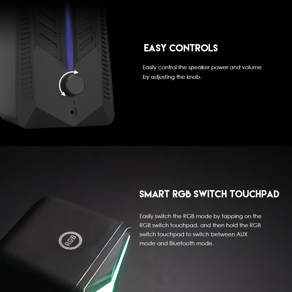 Picture of FANTECH GS301 TRIFCTA Wireless BT 5.0 Speakers Dual Mode 3.5mm Wired stereo Surround Music RGB Speakers for PC Laptop Phone TV