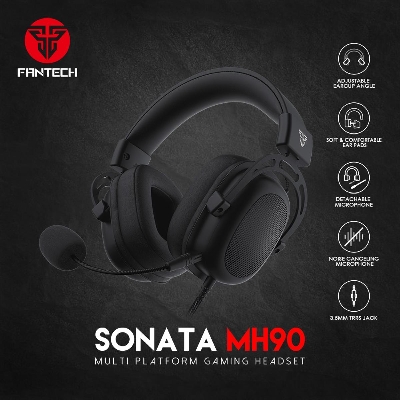 Picture of FANTECH SONATA MH90 Wired Headset Memory Foam 3.5mm Jack Earphones with Microphone Detachable for Gaming Headphone Gamer