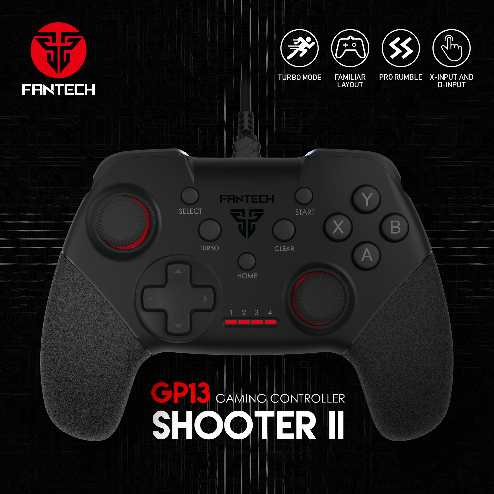Picture of FANTECH GP13 SHOOTER-II Gamepad Wired PC Game Controller Joystick Dual Vibration Saturn for Windows PC PS3 Playstation Android Gamepad