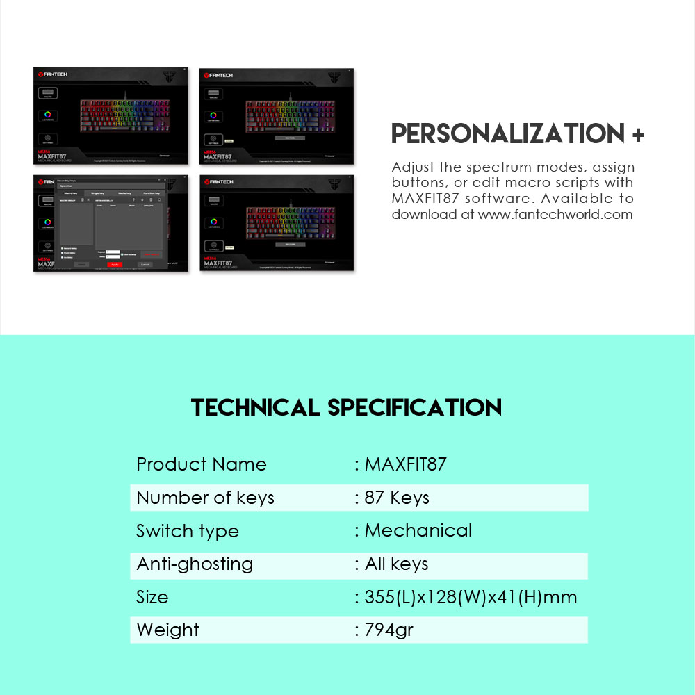 Picture of FANTECH MK856 MAXFIT87 RGB MECHANICAL KEYBOARD