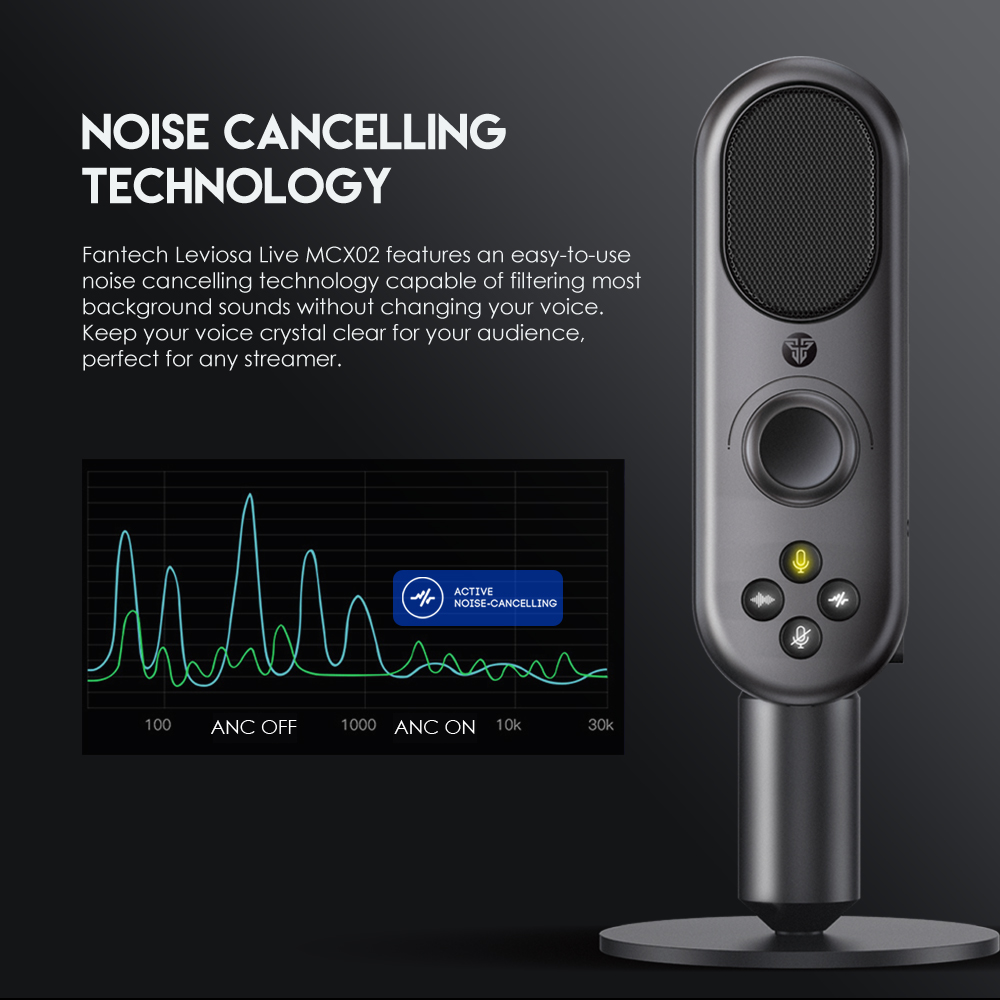 Picture of FANTECH LEVIOSA MCX02 Live Streaming USB Microphone For Gaming Streaming With Pop Filter Shock Mount & Gain Control