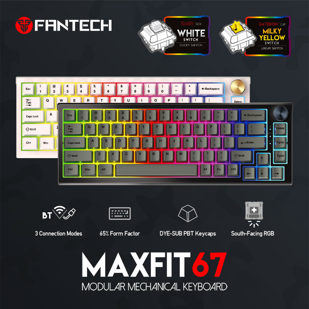 Picture of FANTECH MK858 MAXFIT67 RGB MECHANICAL HOTSWAP KEYBOARD WHITE SWITCH