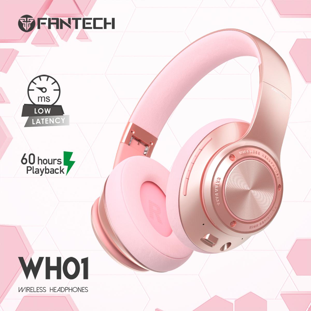 Picture of Fantech WH01 Wireless Headphone Over Ear Bluetooth 5.0 and 3.5mm Stereo Long Battery Foldable Headset Earphone Support for Phone