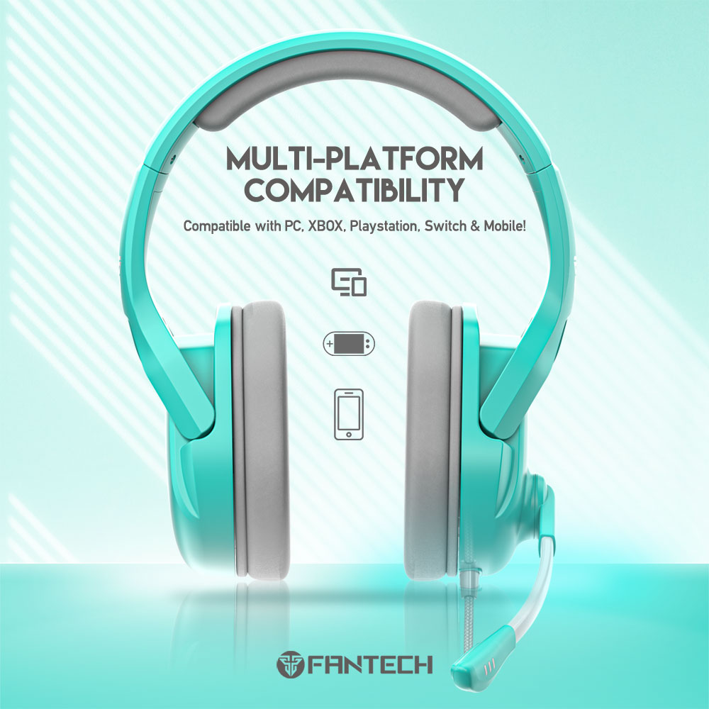 Picture of FANTECH VALOR MH86 MULTI PLATFORM GAMING HEADSET, Foldable Microphone, Multi-Platform Compatibility, Adjustable Headband, Noise Cancellation, Mint Edition.