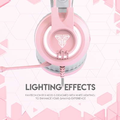 Picture of FANTECH CHIEF II HG20 Wired Headset Gamer PC 3.5mm PS4 Headsets White LED Earphones with Microphone for PS4 PC Headphone Gamer Pink