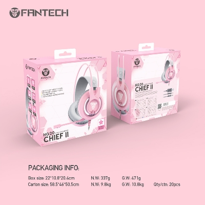 Picture of FANTECH CHIEF II HG20 Wired Headset Gamer PC 3.5mm PS4 Headsets White LED Earphones with Microphone for PS4 PC Headphone Gamer Pink