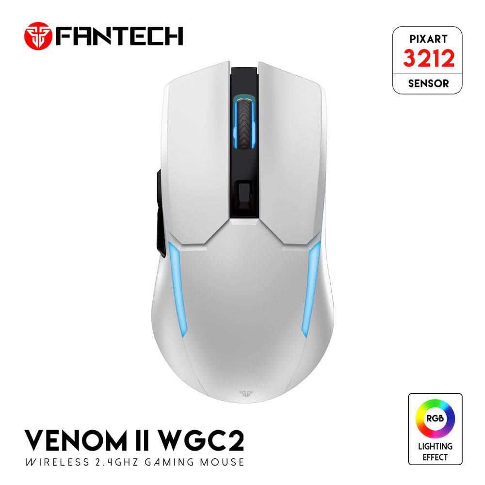 Picture of FANTECH WGC2 VENOM II VIBE 2.4G Wireless Gaming Mouse Pixart 3212 2400DPI RGB Rechargeable Mouse Ergonomic Mice Gaming Gammer For Laptop PC White