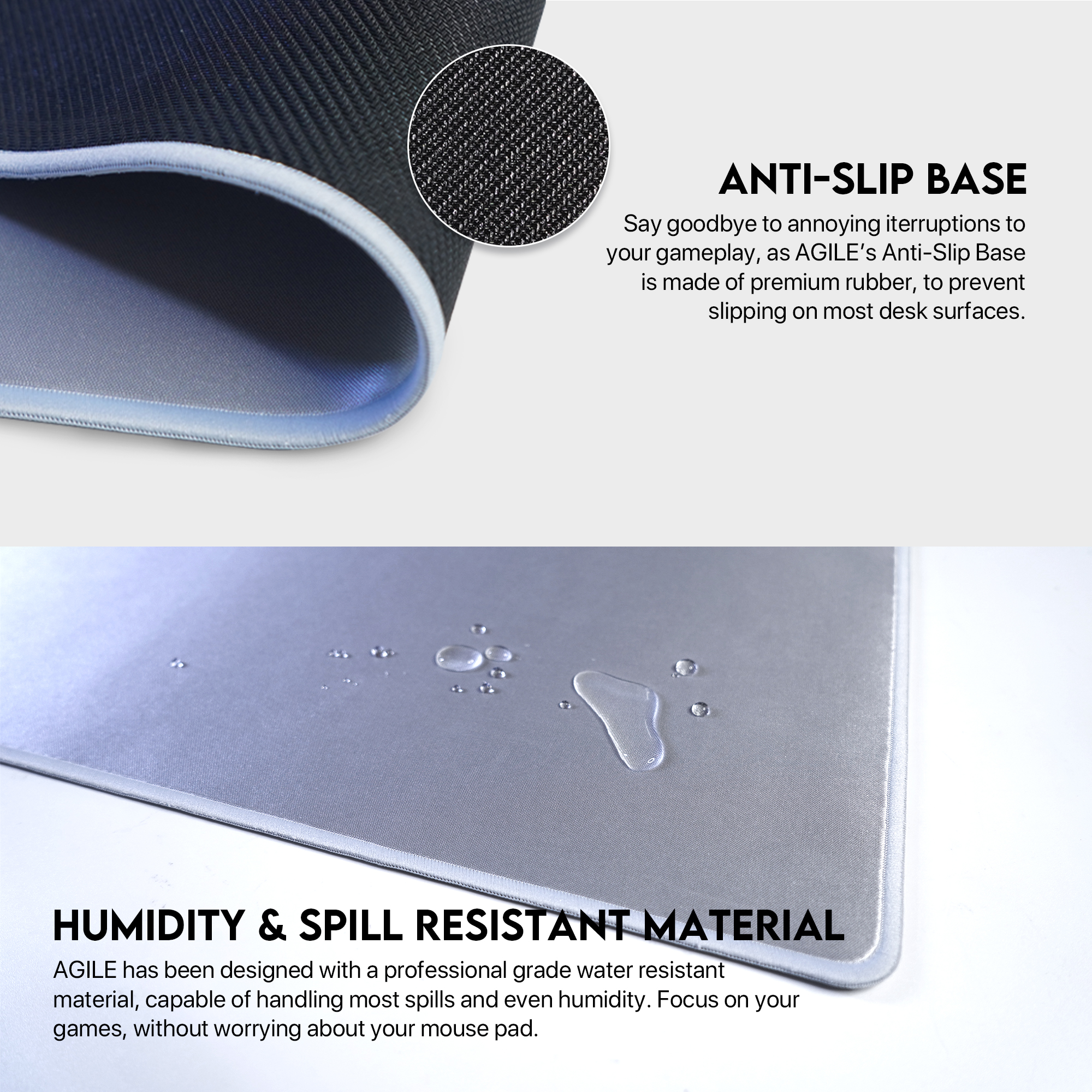 Picture of FANTECH AGILE MP453 MOUSE PAD SPEEDSILK Surface, Non-Friction Impacting Water-Resistant Coating Anti-Fray Edge Stitching Anti-slip base