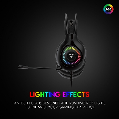 Picture of FANTECH HG25 ORBIT 7.1 VIRTUAL SURROUND SOUND GAMING HEADSET RGB GRADIENT LIGHTING EFFECT NOISE CANCELLING MICROPHONE Nylon Braided Cable USB Connectivity.