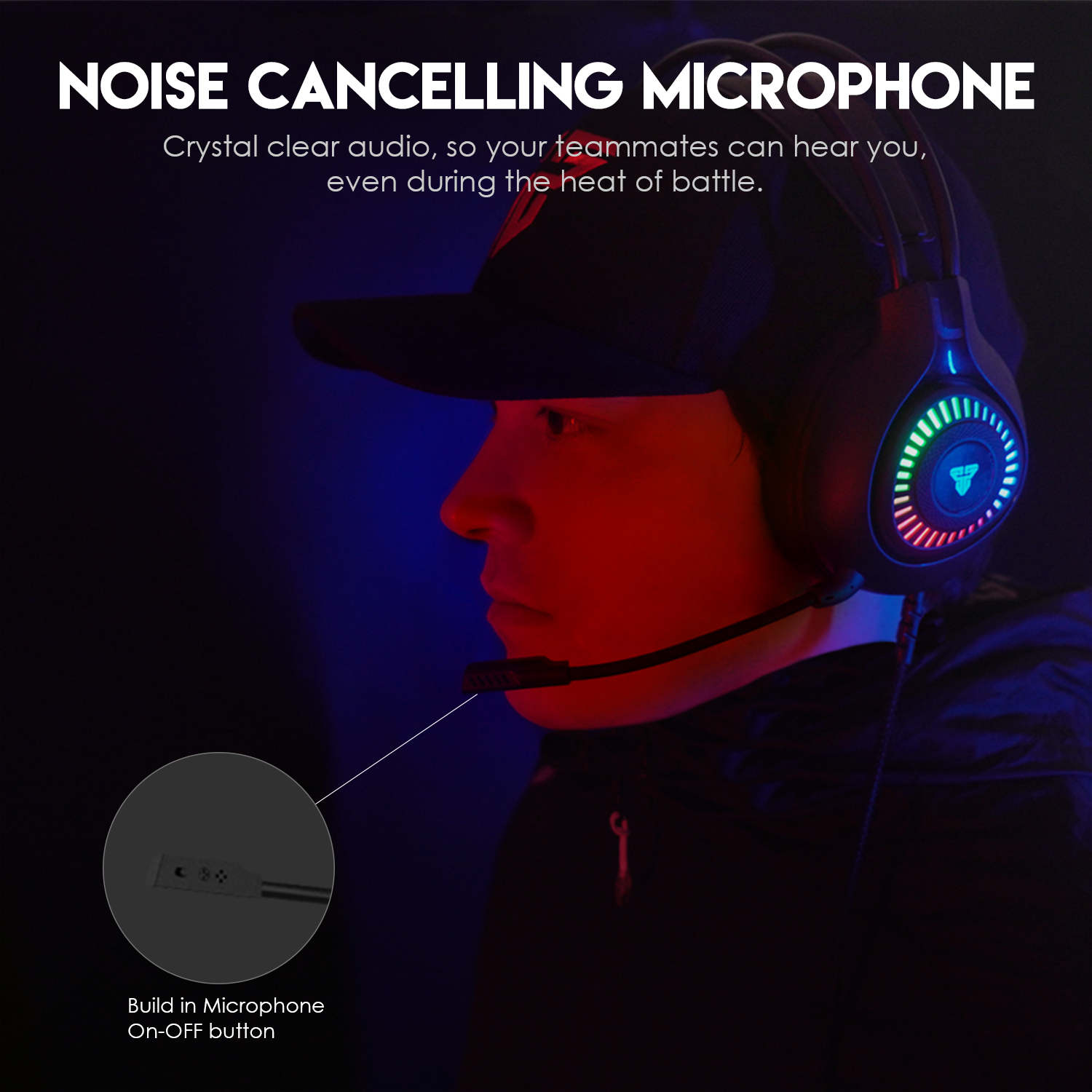 Picture of FANTECH HG25 ORBIT 7.1 VIRTUAL SURROUND SOUND GAMING HEADSET RGB GRADIENT LIGHTING EFFECT NOISE CANCELLING MICROPHONE Nylon Braided Cable USB Connectivity.