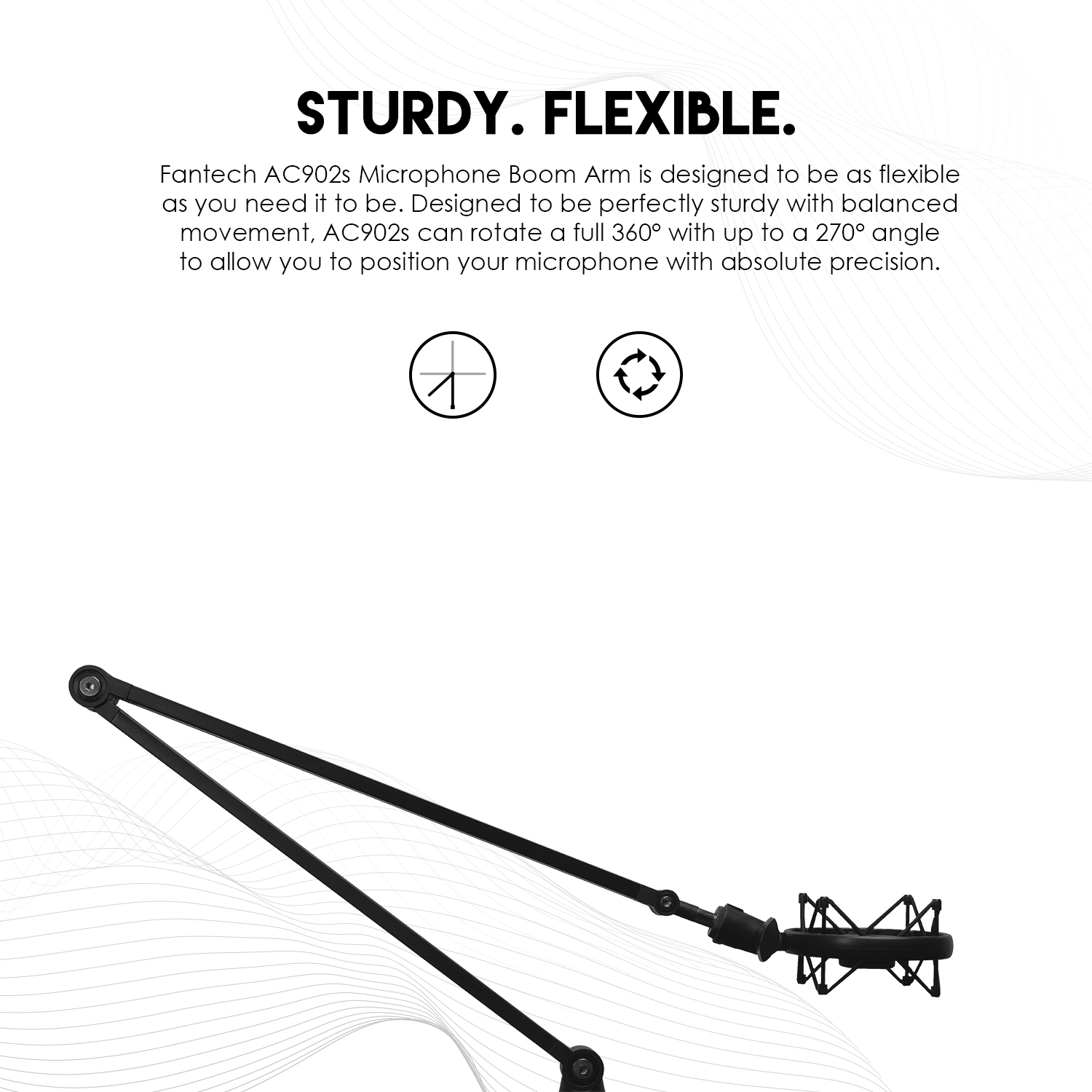 Picture of Fantech AC902s Mic Boom Arm Stand Microphone Live Streaming Podcast - Black