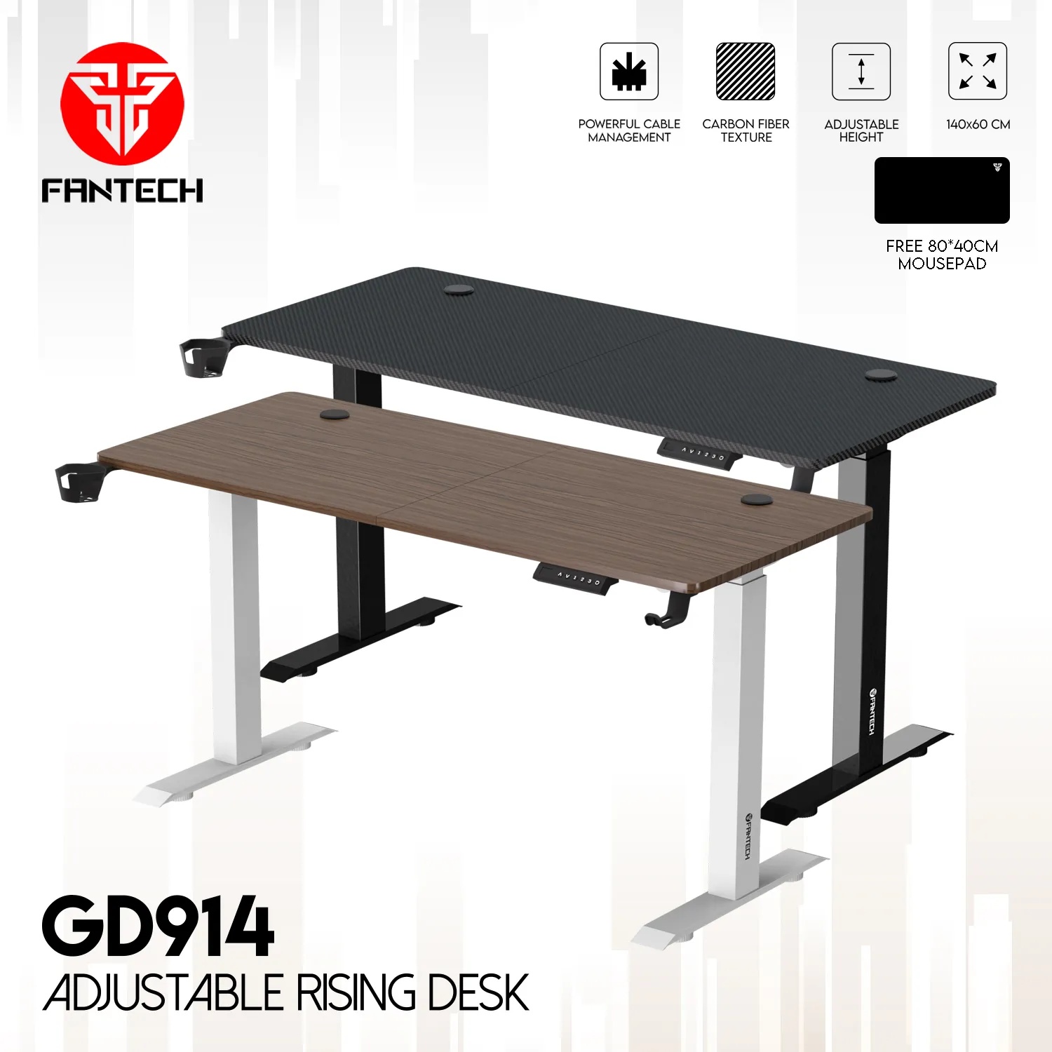 Picture of FANTECH GD914 ADJUSTABLE RISING DESK FULL AUTOMATIC MOTOR FUNCTION GAMING TABLE FOR OFFICE HOME