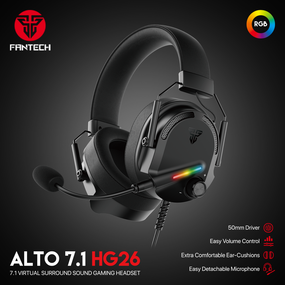 Picture of FANTECH HG26 Alto 7.1 USB Virtual Surround Sound Gaming Headset Immerse Yourself in Gaming Enjoy Crystal Clear Audio and Communication