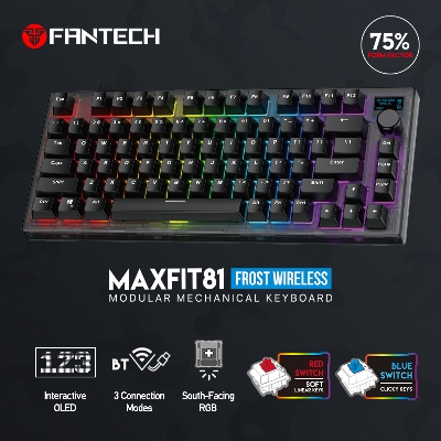 Picture of FANTECH MK910 MAXFIT81 ABS KEYCAPS FROST WIRELESS MODULAR MECHANICAL KEYBOARD WIRED 2.4Ghz & BT 5.2 WIRELESS OUTEMU BLUE & RED SWITCHES