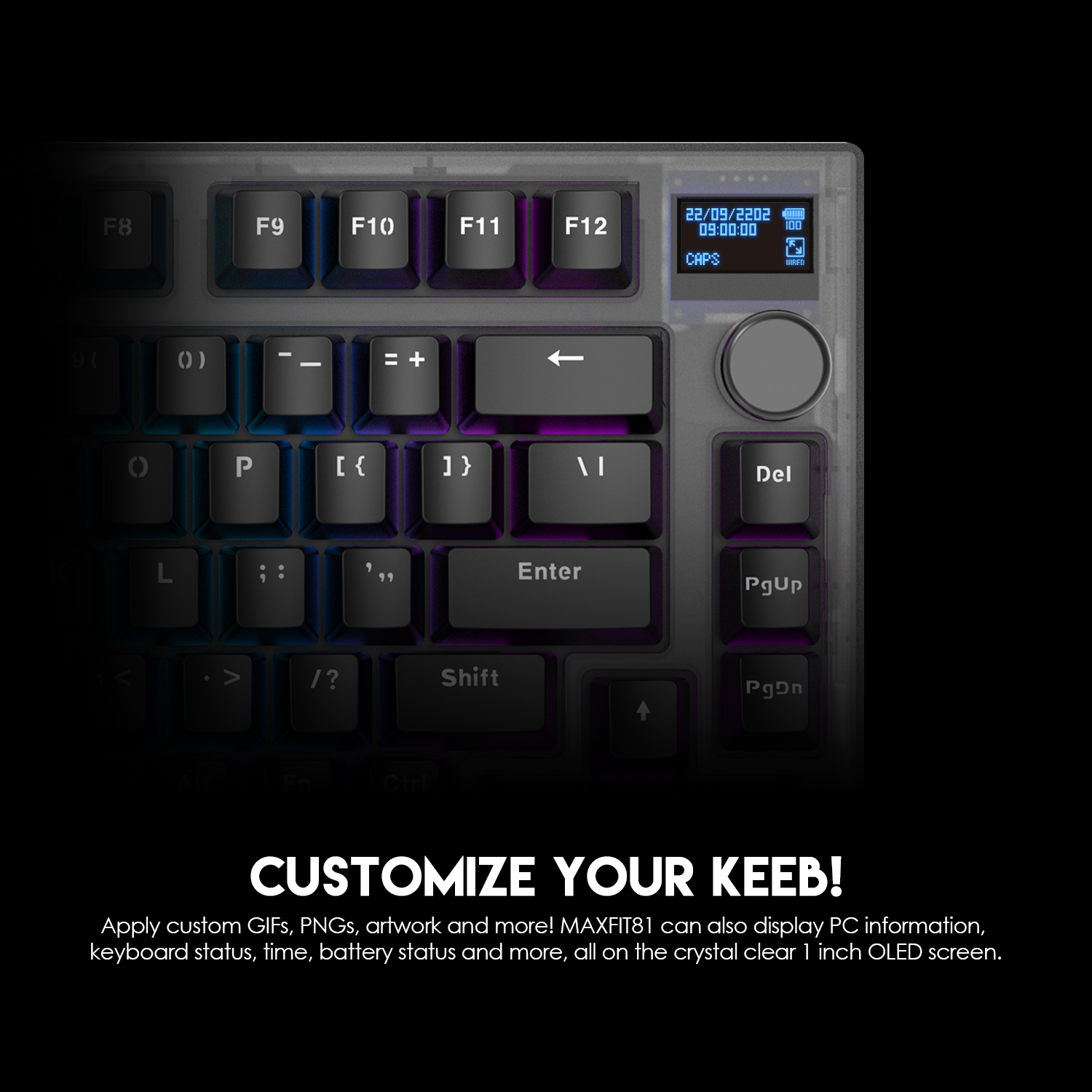 Picture of FANTECH MK910 MAXFIT81 ABS KEYCAPS FROST WIRELESS MODULAR MECHANICAL KEYBOARD WIRED 2.4Ghz & BT 5.2 WIRELESS OUTEMU BLUE & RED SWITCHES