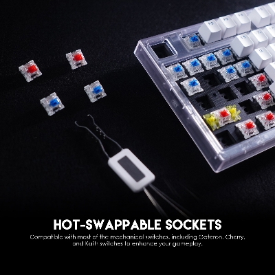 Picture of FANTECH MK910 MAXFIT81 ABS KEYCAPS FROST WIRELESS MODULAR MECHANICAL KEYBOARD WIRED 2.4Ghz & BT 5.2 WIRELESS OUTEMU BLUE & RED SWITCHES