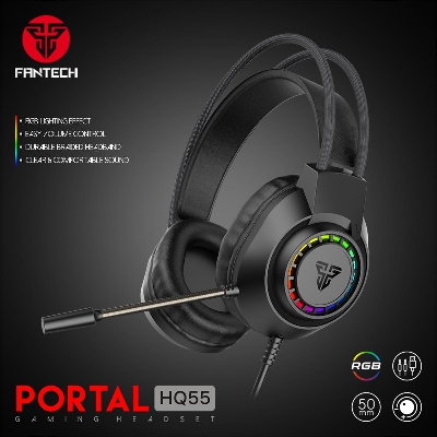 Picture of Fantech Portal HQ55 Gaming Headset with RGB Lighting Effect to Enhance Gaming Style, Lightweight but Durable
