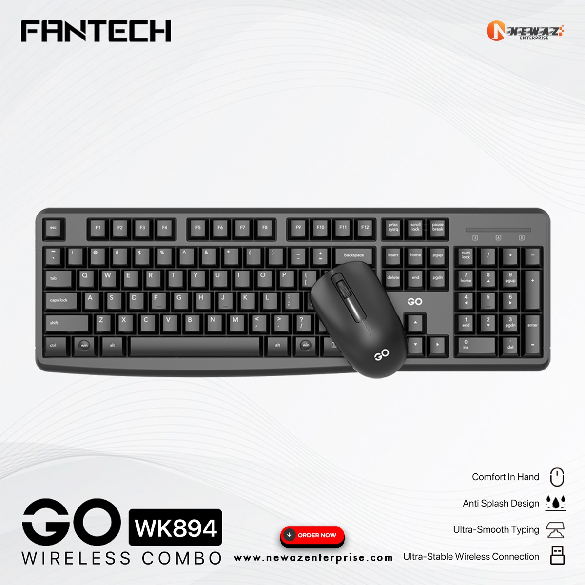 Picture of FANTECH GO WK894 Wireless Combo Keyboard & Mouse with Ultra Stable Wireless Connection & Ultra Smooth Typing