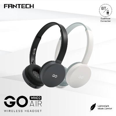 Picture of FANTECH WH02 GO AIR WIRELESS HEADPHONES LIGHTWEIGHT PERFECT COMFORT DUAL MODE BT5.0 & 3.5MM JACK GAMING HEADSET HEADPHONE FOR MOBILE PC LAPTOP.