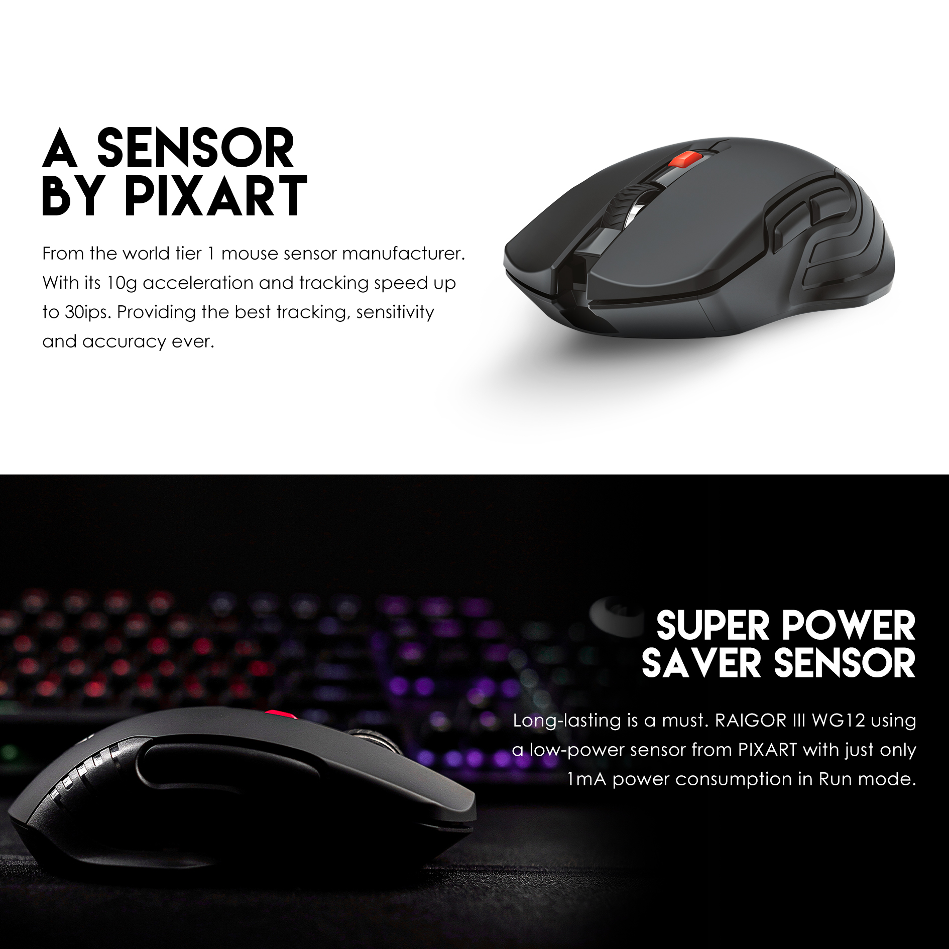 Picture of FANTECH RAIGOR III WG12 Stable 2.4Ghz Connection Wireless Mouse 2000 DPI Pixart Sensor Ambidextrous Design Portable Mice For Laptop PC Computer Gaming Gamer
