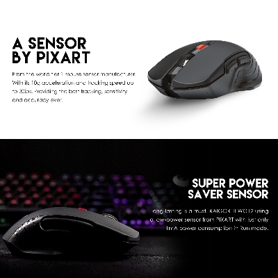 Picture of FANTECH RAIGOR III WG12 Stable 2.4Ghz Connection Wireless Mouse 2000 DPI Pixart Sensor Ambidextrous Design Portable Mice For Laptop PC Computer Gaming Gamer