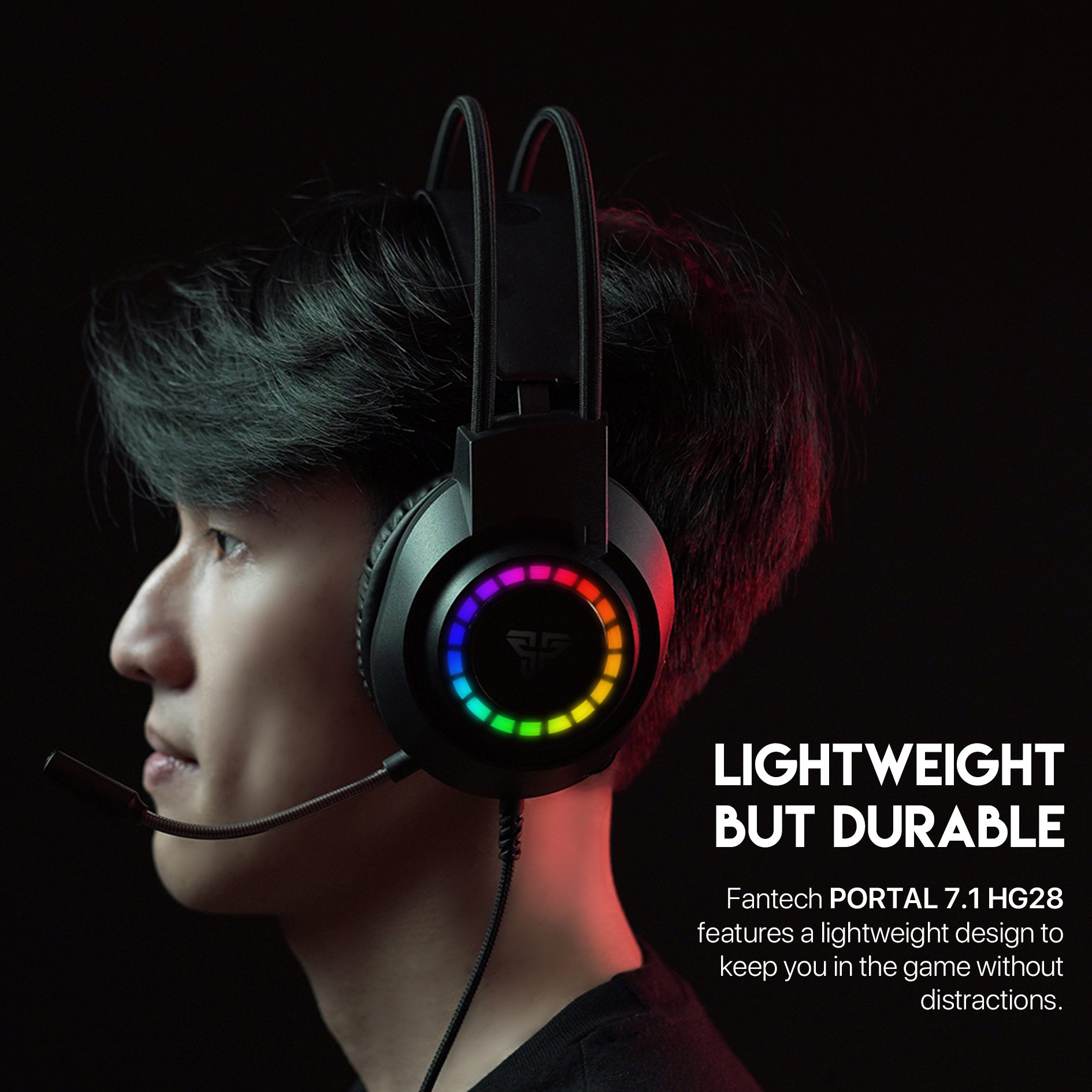 Picture of Fantech HG28 Portal 7.1 Virtual Surround Sound Gaming Headset with RGB Lighting Effect, Clear and Comfortable Sound