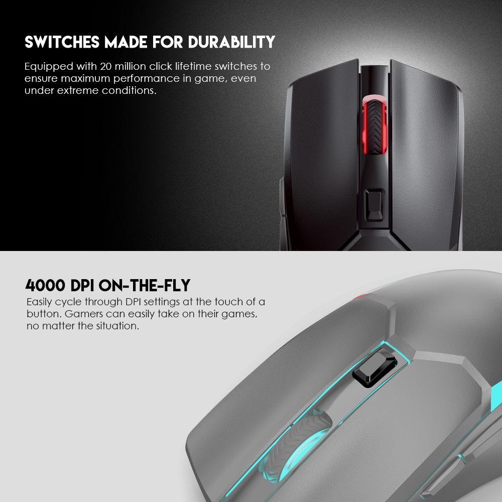 Picture of FANTECH WGC2 VENOM II VIBE  2.4G Wireless Gaming Mouse Pixart 3212 2400DPI RGB Rechargeable Mouse Ergonomic Mice Gaming Gammer For Laptop PC Black