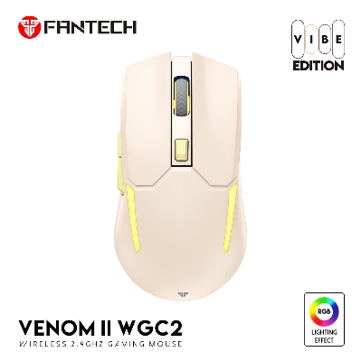 Picture of FANTECH WGC2 VENOM II VIBE  2.4G Wireless Gaming Mouse Pixart 3212 2400DPI RGB Rechargeable Mouse Ergonomic Mice Gaming Gammer For Laptop PC Beige