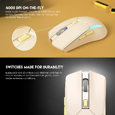 Picture of FANTECH WGC2 VENOM II VIBE  2.4G Wireless Gaming Mouse Pixart 3212 2400DPI RGB Rechargeable Mouse Ergonomic Mice Gaming Gammer For Laptop PC Beige