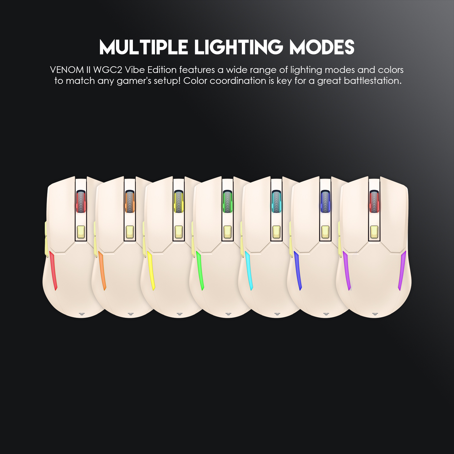 Picture of FANTECH WGC2 VENOM II VIBE  2.4G Wireless Gaming Mouse Pixart 3212 2400DPI RGB Rechargeable Mouse Ergonomic Mice Gaming Gammer For Laptop PC Beige