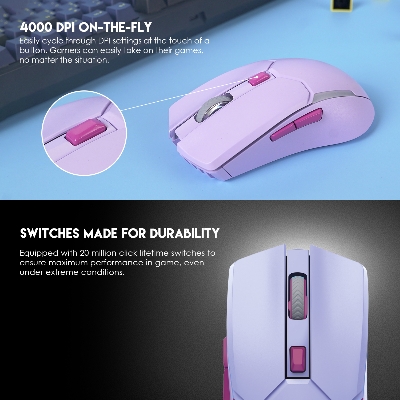 Picture of FANTECH WGC2 VENOM II VIBE  2.4G Wireless Gaming Mouse Pixart 3212 2400DPI RGB Rechargeable Mouse Ergonomic Mice Gaming Gammer For Laptop PC Purple