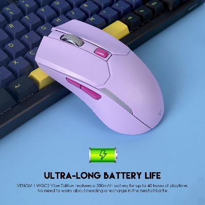 Picture of FANTECH WGC2 VENOM II VIBE  2.4G Wireless Gaming Mouse Pixart 3212 2400DPI RGB Rechargeable Mouse Ergonomic Mice Gaming Gammer For Laptop PC Purple