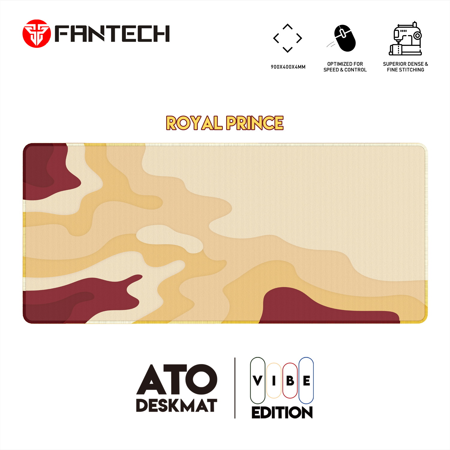 Picture of FANTECH ATO MP905 VIBE EDITION DESK MAT Durable Edge Stitching Water Proof Silky Smooth Surface Anti-Slip Base Mousepad Size 900x400x4mm For Gaming Gamers Design Royal Prince