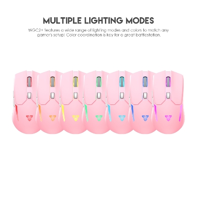 Picture of FANTECH WGC2 VENOM II VIBE  2.4G Wireless Gaming Mouse Pixart 3212 2400DPI RGB Rechargeable Mouse Ergonomic Mice Gaming Gammer For Laptop PC Pink