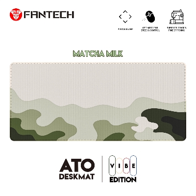 Picture of FANTECH ATO MP905 VIBE EDITION DESK MAT Durable Edge Stitching Water Proof Silky Smooth Surface Anti-Slip Base Mousepad Size 900x400x4mm For Gaming Gamers Design Matcha Milk