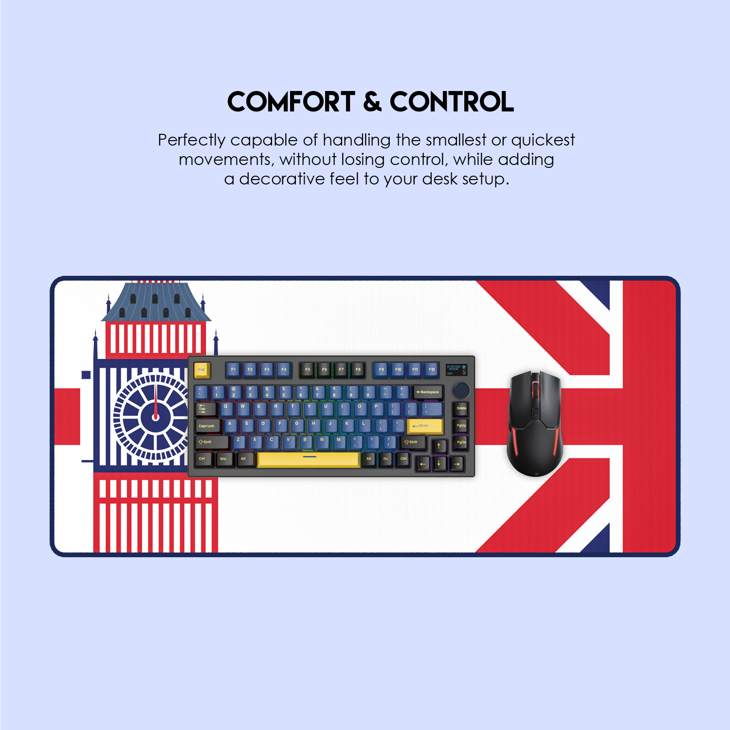 Picture of FANTECH ATO MP905 VIBE EDITION DESK MAT Durable Edge Stitching Water Proof Silky Smooth Surface Anti-Slip Base Mousepad Size 900x400x4mm For Gaming Gamers Design London Tour