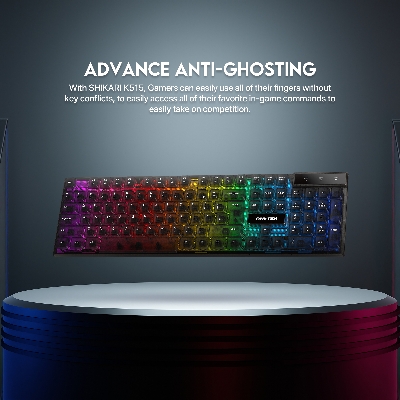 Picture of FANTECH SHIKARI K515 RGB Membrane Gaming Keyboard With Advance Anti-Ghosting Transparent Cover And Keycaps For Better Lighting Effect