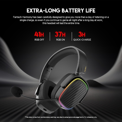 Picture of FANTECH WHG02 Harmony Wireless Headset Tri-mode Connections With Noise Cancellation & Mute Buttons Microphone Headphones