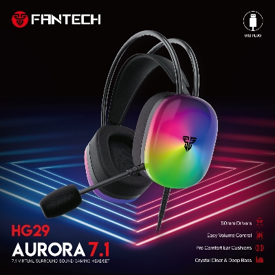 Picture of FANTECH HG29 Aurora USB 7.1 Surround Sound Gaming Headset RGB Lightning