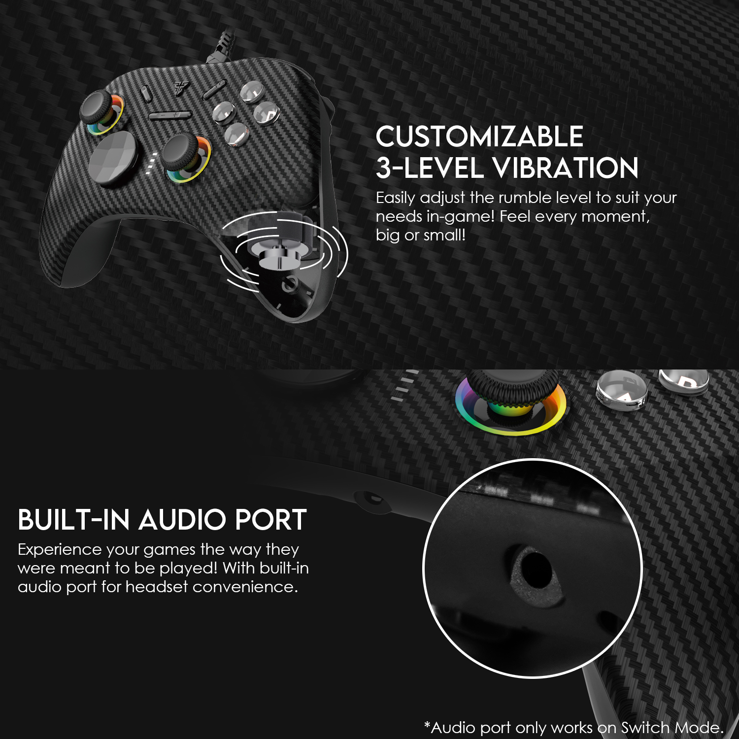 Picture of FANTECH GP15 VEGA-EOS Multi-Platform-Gamepad Wired Gaming Controller-Joystick-Hall-Effect Trigger RGB Sticks Supports PC Steam