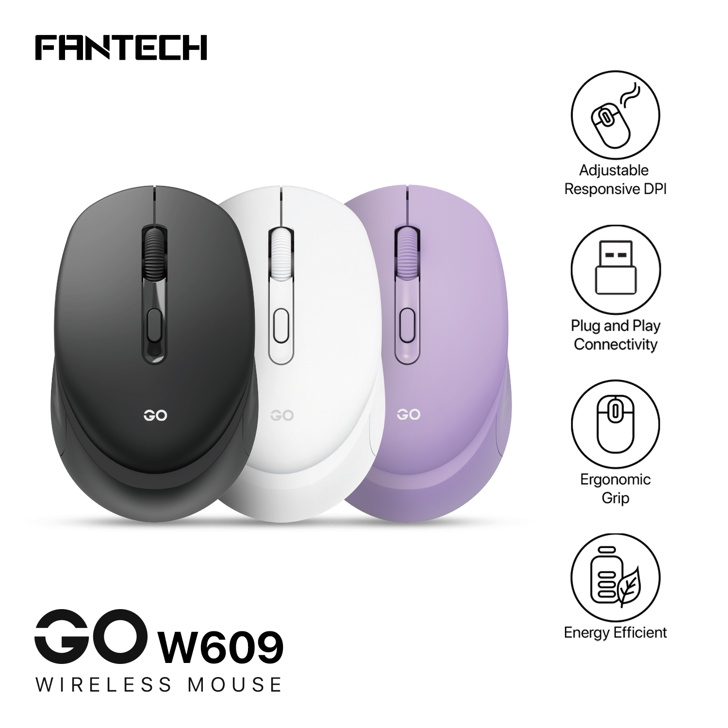 Picture of FANTECH GO W609 Wireless Mouse With 2.4GHz Wireless Connection Ergonomic Design For Gaming Gammer Office Home